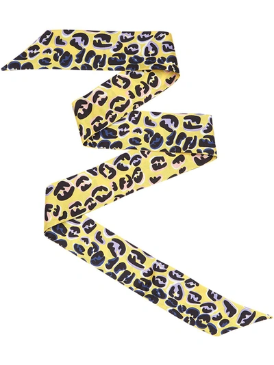 Shop Fendi Logo Splash Print Wrappy Scarf In Yellow