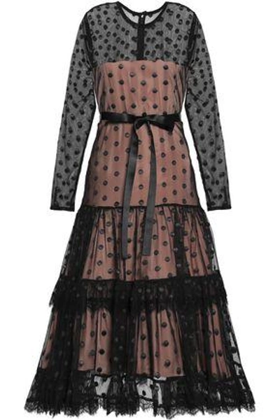 Shop Alexis Woman Lace-trimmed Embroidered Tulle Dress Black