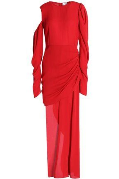 Shop Magda Butrym Woman Draped Crepe Midi Dress Red