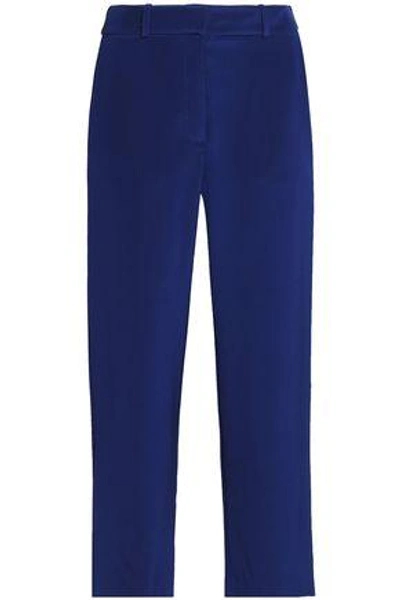 Shop Goat Woman Silk Straight-leg Pants Royal Blue
