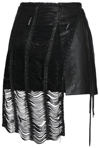 Shop Magda Butrym Woman Compton Embellished Cutout Leather Mini Skirt Black