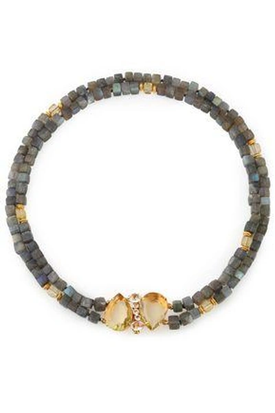 Shop Bounkit Woman Gold-tone Quartz And Labradorite Necklace Gray