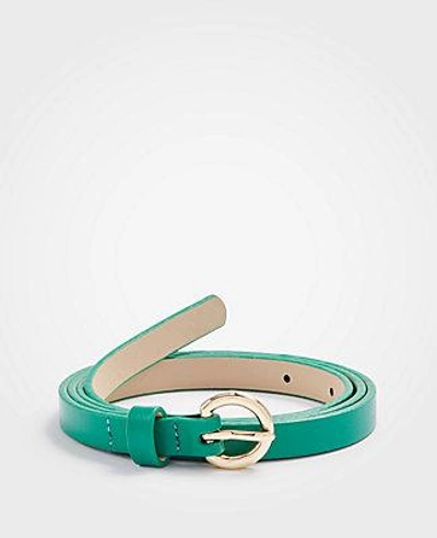 Shop Ann Taylor Skinny Leather Belt In Green Clover