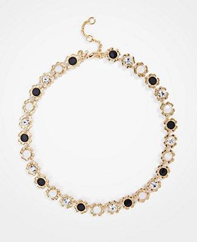 Shop Ann Taylor Flower Necklace In Black