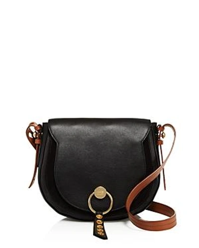 Shop See By Chloé See By Chloe Lumir Large Leather & Suede Crossbody In Black/gold