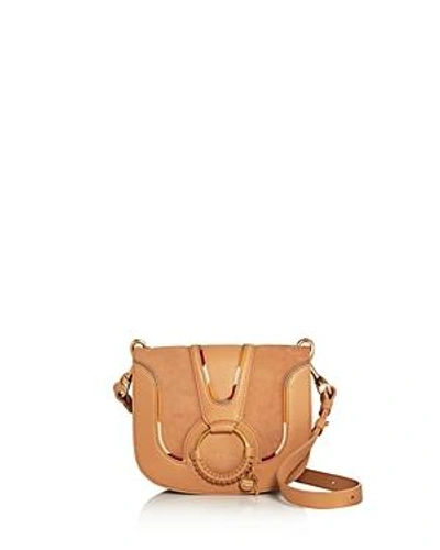 Shop See By Chloé See By Chloe Hana Small Leather & Suede Crossbody In Blush Nude/gold
