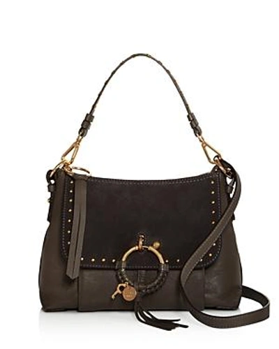 Shop See By Chloé See By Chloe Joan Small Leather & Suede Shoulder Bag In Lava Brown/gold