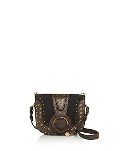 Shop See By Chloé See By Chloe Hana Small Leather & Suede Crossbody In Lava Brown/gold