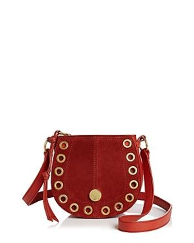 Shop See By Chloé See By Chloe Kriss Mini Suede Crossbody In Red Sand/gold