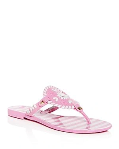 Shop Jack Rogers Women's Georgica Striped Jelly Thong Sandals In Lavender Pink/white