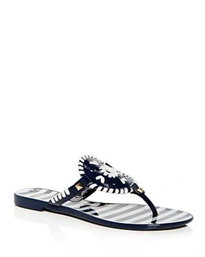 Shop Jack Rogers Women's Georgica Striped Jelly Thong Sandals In Midnight/white