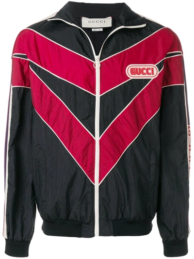 Shop Gucci Chevron Track Jacket - Black