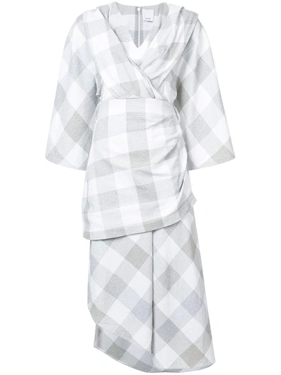 Shop Acler Check Asymmetric Dress In White