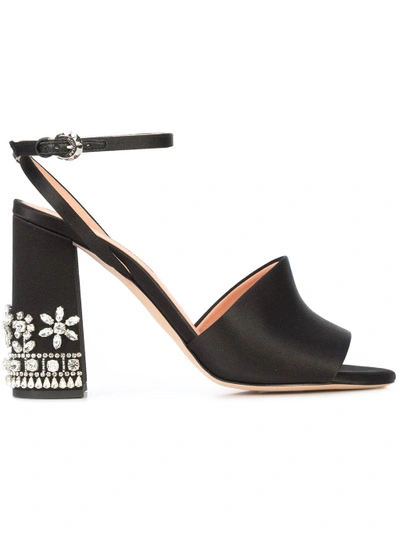 Shop Rochas Embellished Block Heel Sandals - Black