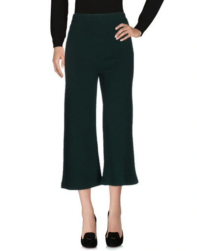 Shop Pinko Cropped Pants & Culottes In Emerald Green