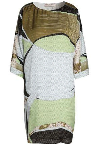 Shop Emilio Pucci Woman Printed Silk Mini Dress Army Green