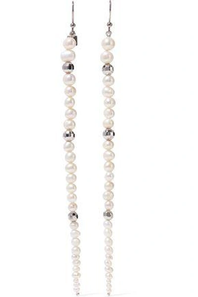 Shop Rosantica Woman Silver-plated, Bead And Freshwater Pearl Earrings Silver