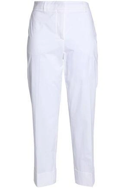 Shop Emilio Pucci Cropped Stretch-cotton Tapered Pants In White