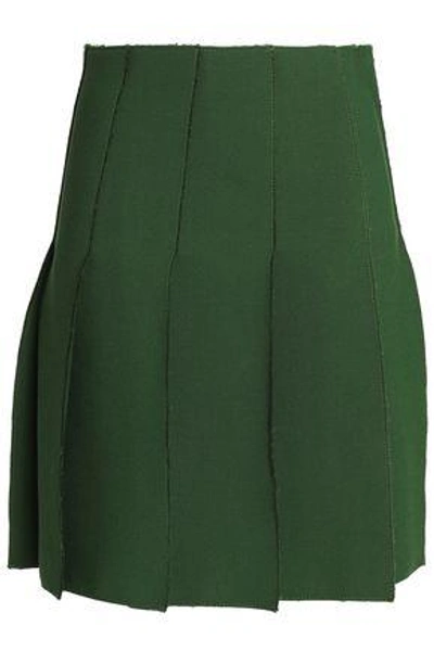 Shop Emilio Pucci Woman Pleated Wool Skirt Green