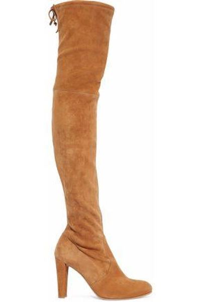 Shop Stuart Weitzman Woman Highland Suede Over-the-knee Boots Camel