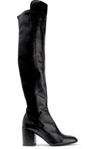 Shop Stuart Weitzman Woman Halftime Leather Over-the-knee Boots Black