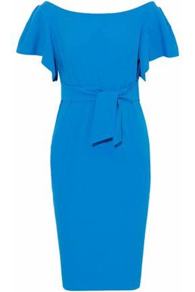 Shop Milly Woman Dakota Tie-front Cotton-blend Dress Azure