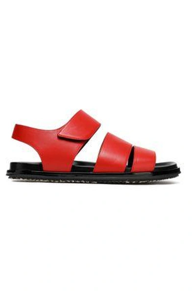 Shop Marni Woman Leather Sandals Red
