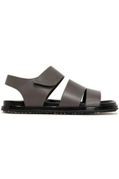 Shop Marni Leather Sandals In Dark Gray
