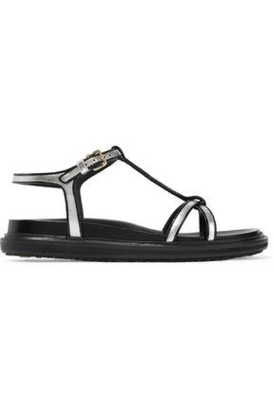 Shop Marni Woman Metallic Leather Sandals Silver