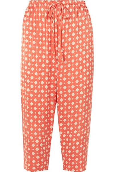 Shop Cloe Cassandro Juliana Printed Silk Pants In Orange