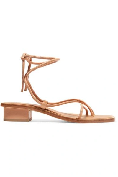 Shop Loq Ara Leather Sandals In Neutral