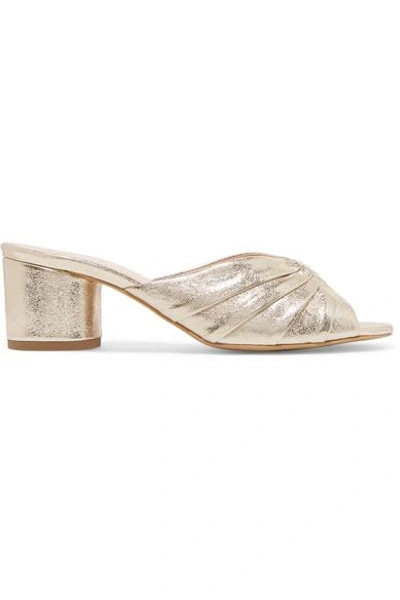 Shop Le Petit Trou Stephanie Metallic Textured-leather Mules In Gold