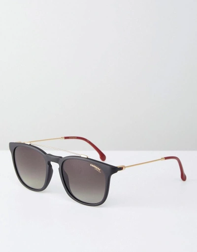 Shop Carrera Black Round Sunglasses With Brow Bar - Black