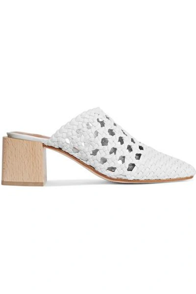 Shop Loq Ines Woven Leather Mules In White