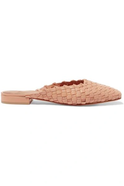 Shop Loq Galia Woven Leather Slippers In Neutral