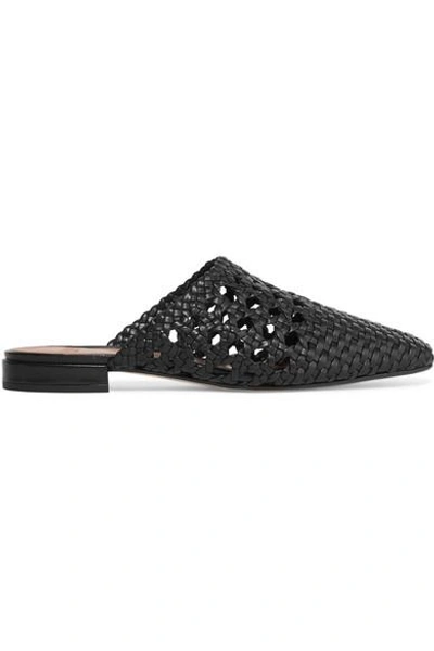 Shop Loq Marti Woven Leather Slippers In Black