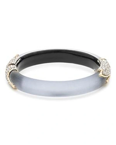Shop Alexis Bittar Crystal Encrusted Feather Hinge Bracelet In Gray/gold