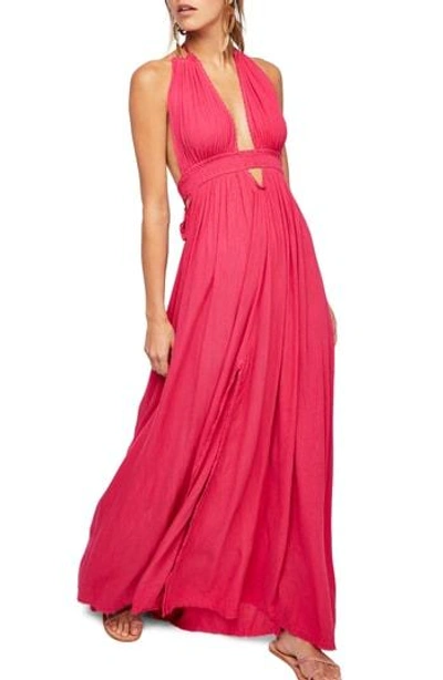 Shop Free People Look Into The Sun Maxi Dress In Dark Pink
