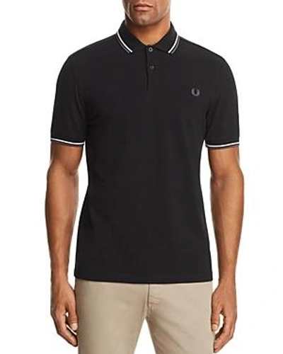 Shop Fred Perry Tipped Pique Slim Fit Polo Shirt In Black/white/gray