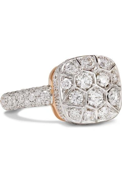 Shop Pomellato Nudo Solitaire 18-karat White Gold, Rose Gold And Diamond Ring
