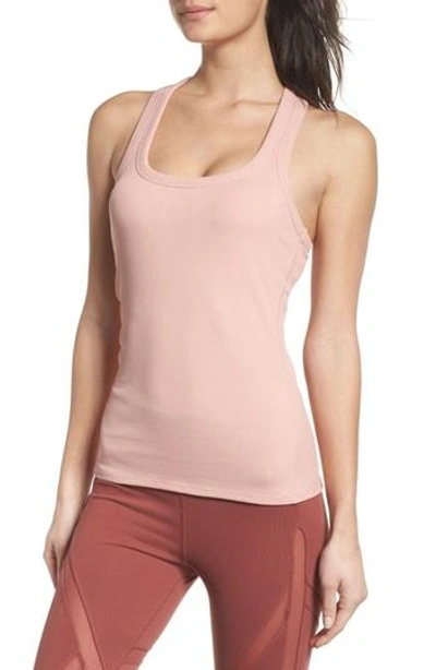 Shop Alo Yoga Support Ribbed Racerback Tank In Powder Pink