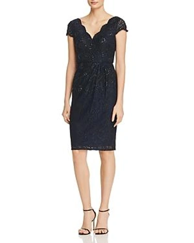 Shop Adrianna Papell Embellished Lace Cocktail Dress In Ink