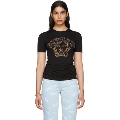 Shop Versace Black Studded Medusa T-shirt