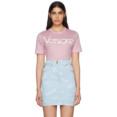 Shop Versace Pink Logo T-shirt