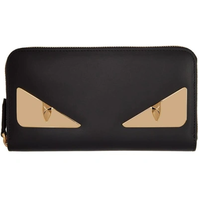 Shop Fendi Black And Gold Metal Bag Bugs Wallet In F0kur Black