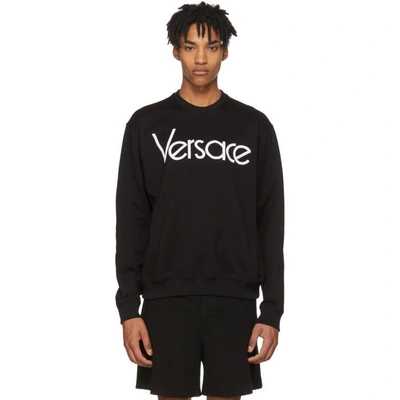 Shop Versace Black Logo Sweatshirt In A99c Black