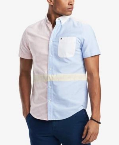 Shop Tommy Hilfiger Men's Colorblocked Gingham Classic Fit Shirt, Created For Macy's In Crystal Rose-pt