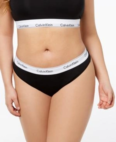 Shop Calvin Klein Plus Size Modern Cotton Thong Qf5117, First At Macy's In Black