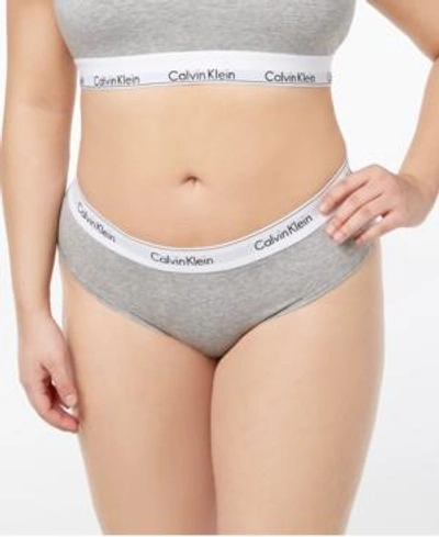 Shop Calvin Klein Plus Size Modern Cotton Logo Hipster Underwear Qf5118 In Gray