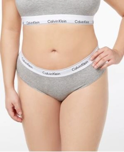Calvin Klein Standard One Cotton Thong Panty In Grey Heather In Gray